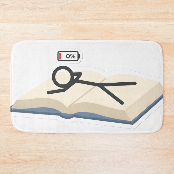 Item preview, Social Battery Drained Stickman Faceplant Into Book - Introvert Cozy Reading Aesthetic designed and sold by StickyGuys.
