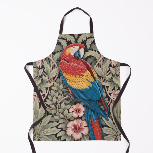 Item preview, William Morris Inspired Scarlet Macaw Arts & Crafts Botanical Art designed and sold by Tamas Das.