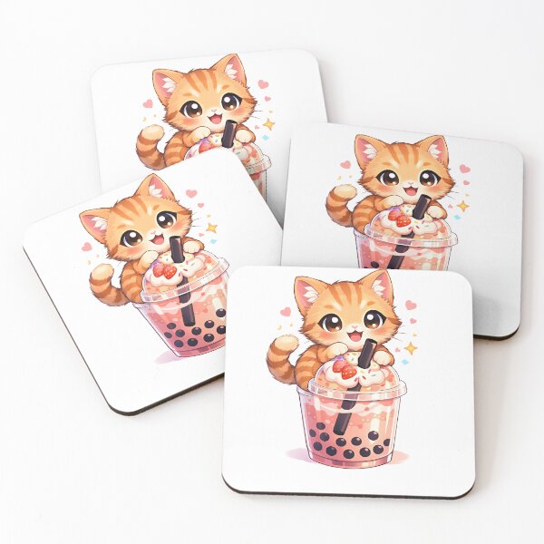Item preview, kawaii kitten bubble tea designed and sold by Amr Siam.