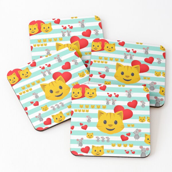 Item preview,  they are good friends and just play. Cats and mice get along very well and enjoy a good animal life.
The design by Mallybeau Mauswohn shows a white mint green striped pattern with cute cat heads and funny mice designed and sold by Mauswohn.