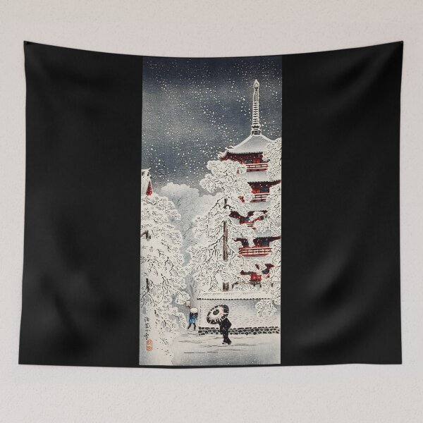 Item preview, Five-Storied Pagoda in Snow - Hiroaki Takahashi Vintage Print designed and sold by Open Canvas.