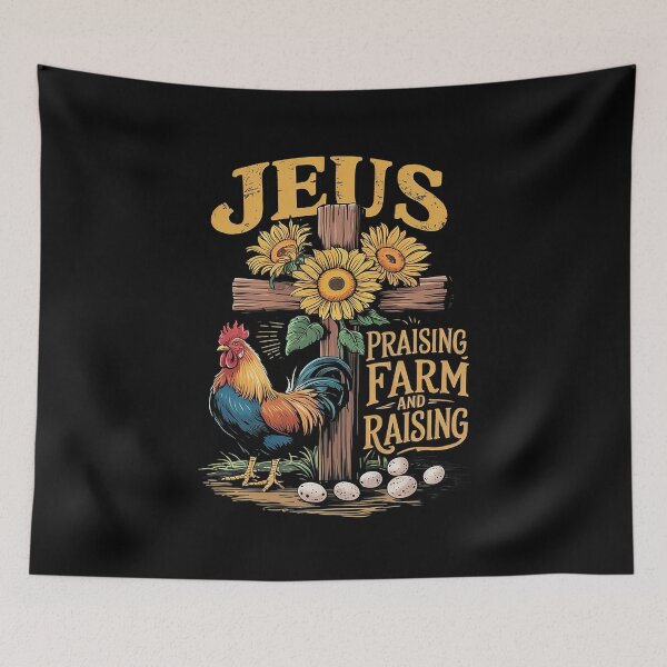 Item preview, Jesus Praising And Farm Raising Chicken Farmer Christian  designed and sold by MarryIsMonth.