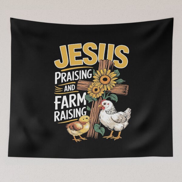 Item preview, Jesus Praising and Farm Raising Chicken Farmer Christian 8 designed and sold by MarryIsMonth.