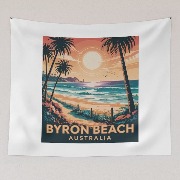 Item preview, Byron Beach Australia Vibrant Vintage Travel Poster designed and sold by CircinusStore.