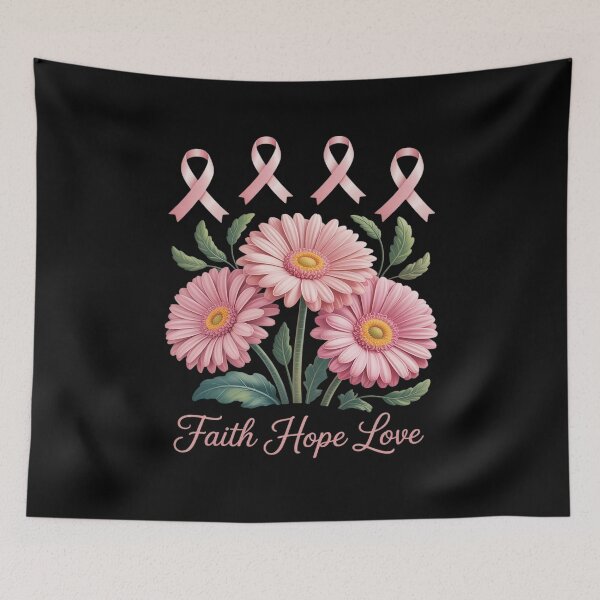 Item preview, Faith Hope Love Daisy Pink Ribbon Breast Cancer Awareness designed and sold by Rackaam.