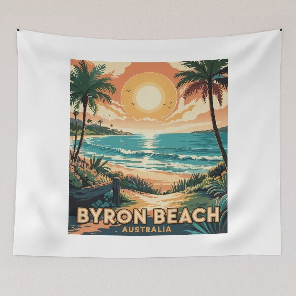 Item preview, Byron Beach Australia Tropical Sunset Vintage Poster designed and sold by CircinusStore.