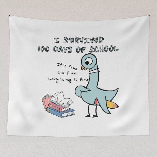 Item preview, The Pigeon Survived 100 Days of School Mo Willems Pigeon Classroom Humor 100 Days of School designed and sold by Vinsinv.