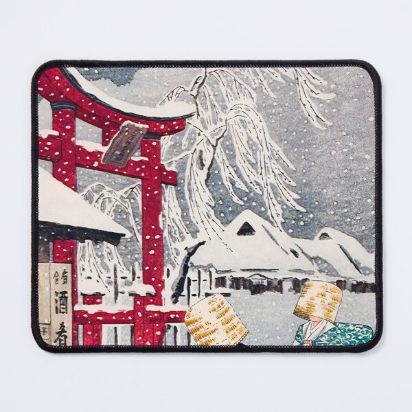 Item preview, Two Samurai in Snow near Torii Gate - Hiroaki Takahashi Vintage Print designed and sold by Open Canvas.