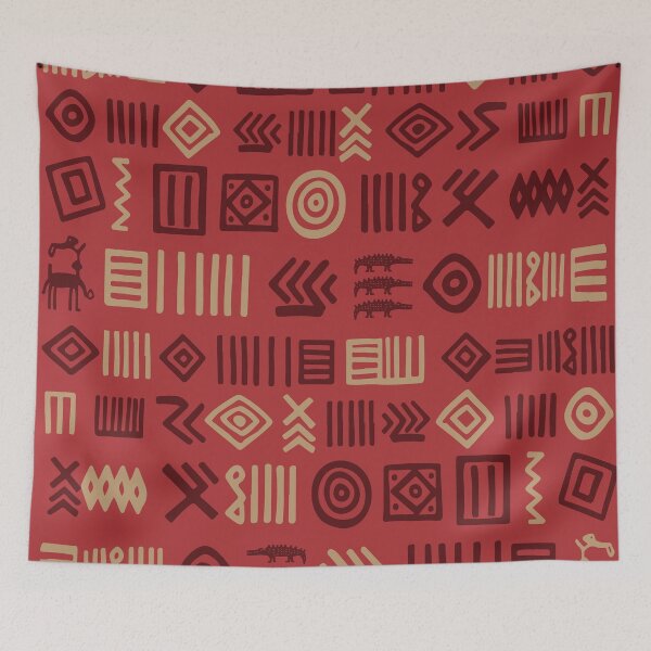Item preview, Authentic Bogolan Pattern - Red Tribal Art designed and sold by Wolagno.
