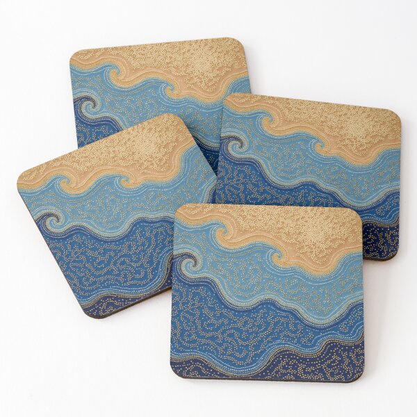 Item preview, Aboriginal Inspired Dot Art - With Ocean Beach Waves designed and sold by GrinGalore.