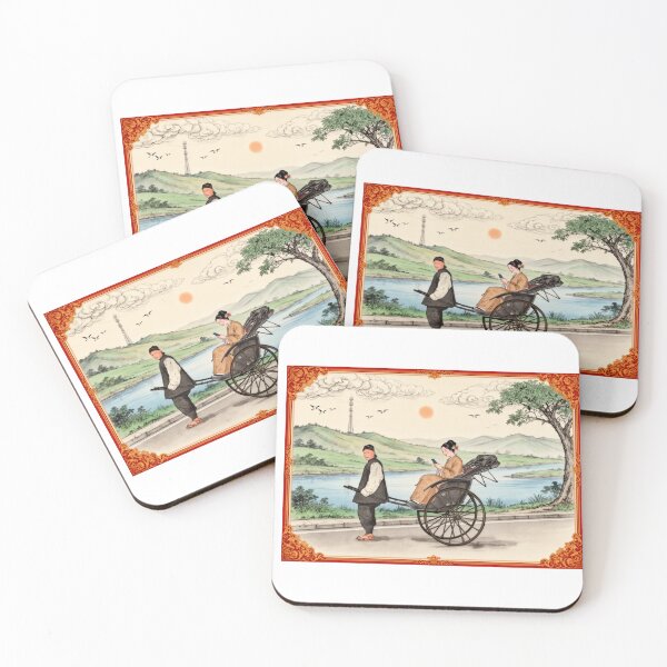 Item preview, Chinese rickshaw old ink drawing with a modern twist designed and sold by aykiradesigns.