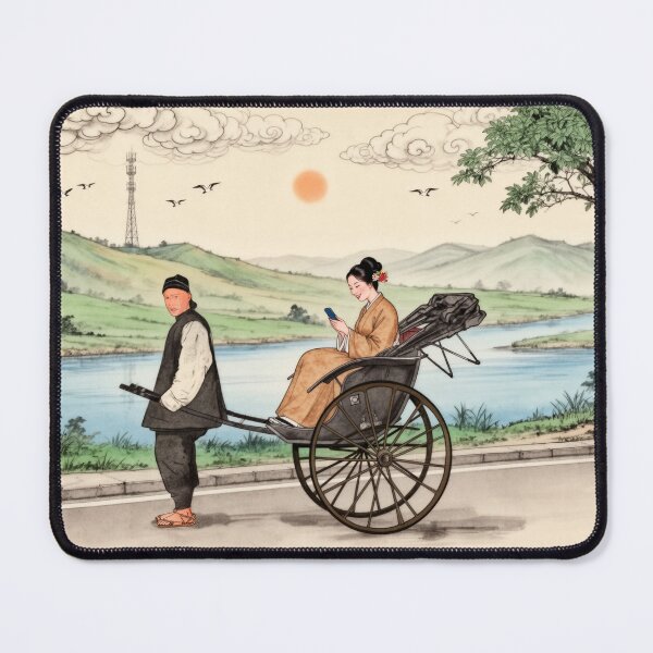 Item preview, Chinese rickshaw old ink drawing with a modern twist designed and sold by aykiradesigns.