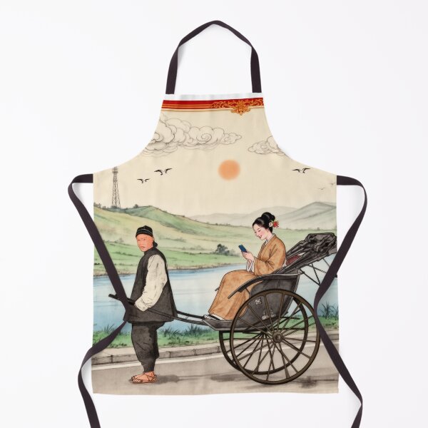 Item preview, Chinese rickshaw old ink drawing with a modern twist designed and sold by aykiradesigns.