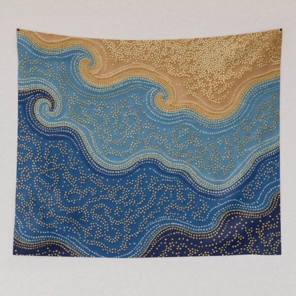 Item preview, Aboriginal Inspired Dot Art - With Ocean Beach Waves designed and sold by GrinGalore.