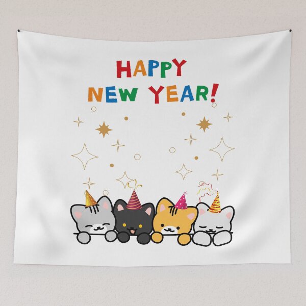 Item preview, Happy New Year With Cats. designed and sold by Dinasshop.