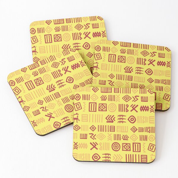 Item preview, Authentic Bogolan Pattern - Yellow Tribal Art designed and sold by Wolagno.
