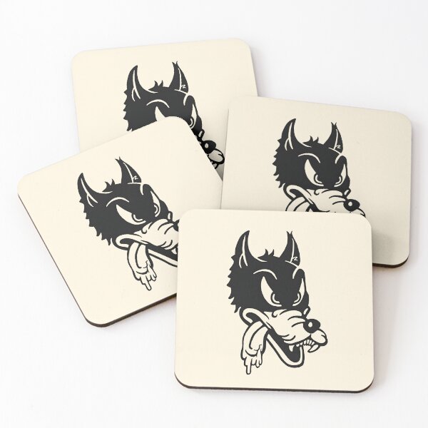 Item preview, Vintage big bad wolf hot rod icon - black print designed and sold by retropetrol.