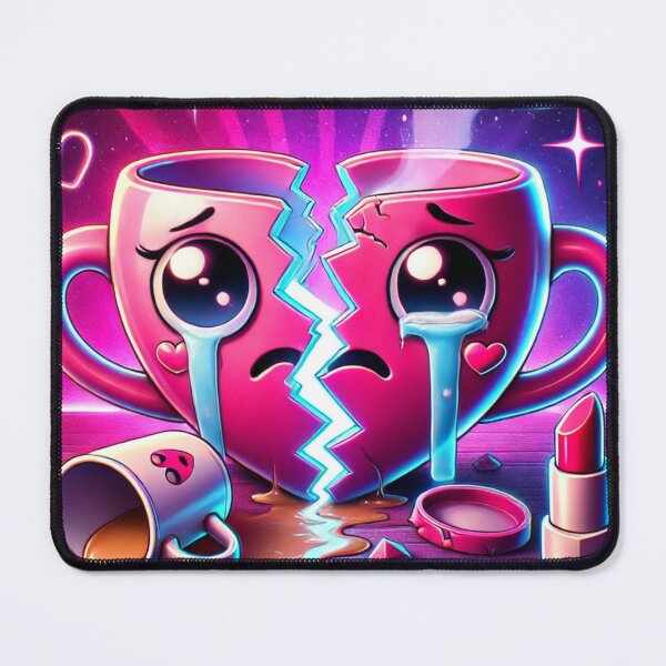 Item preview, Broken Heart Mug – Neon Crying Heart, Dark Humor Breakup Art designed and sold by ComedyInkFactor.