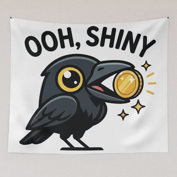 Item preview, Ooh Shiny - Crow Holding Gold Coin designed and sold by Petzzz.