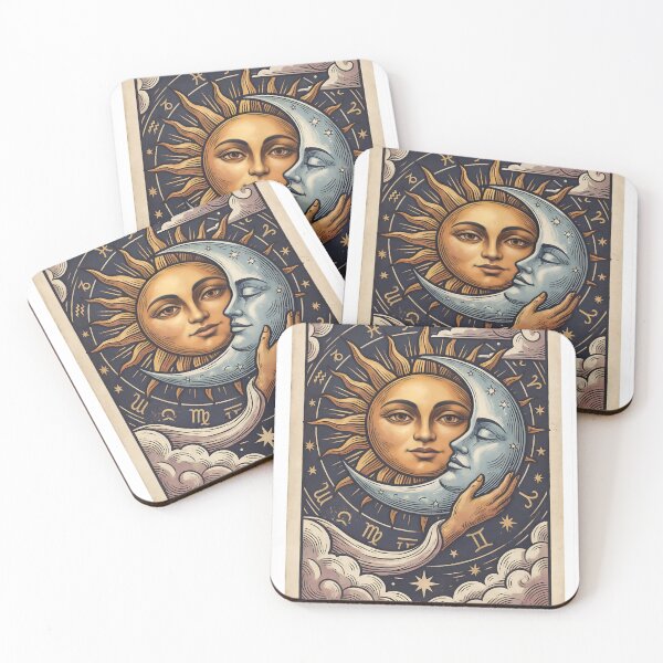 Item preview, Sun and Moon Tarot Card Celestial Embrace Whimsigoth Aesthetic designed and sold by StickyGuys.