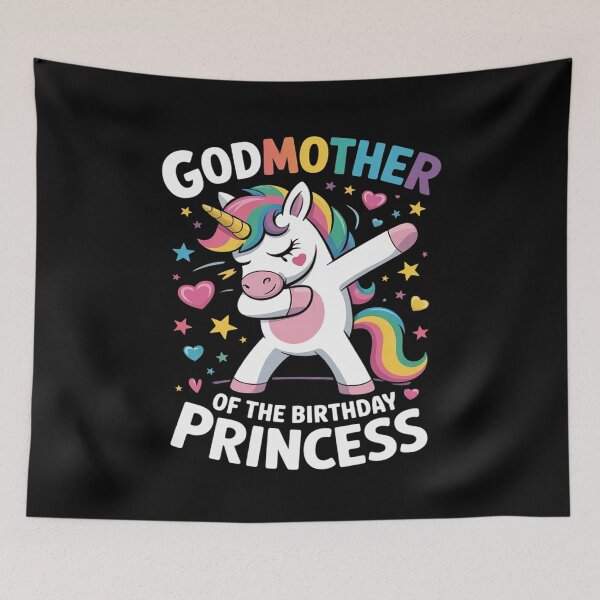 Item preview, Godmother of the Birthday Princess Dabbing Unicorn Party  designed and sold by VerseFarm.