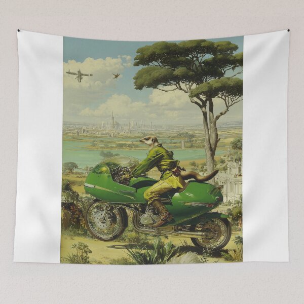 Item preview, Meerkat Rides Green Motorcycle designed and sold by lautir.