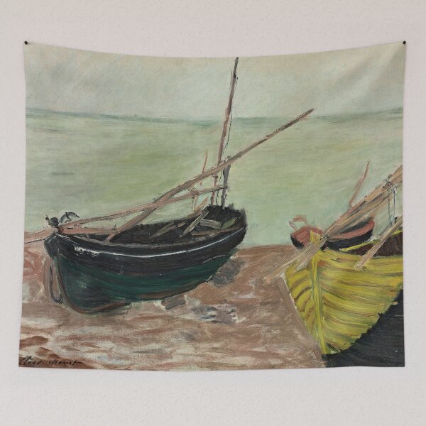 Item preview, Etude De Bateaux Sur La Plage Detretat by Claude Monet: Coastal Impressionist Print designed and sold by artofuniverse.