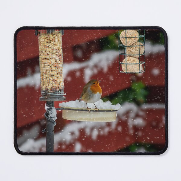 Item preview, Robin redbreast on a Snow Covered Bird Feeder designed and sold by RJW Images.