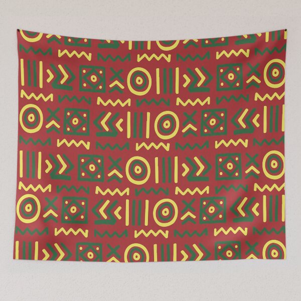 Item preview, Authentic Bogolan pattern yellow red green designed and sold by Wolagno.