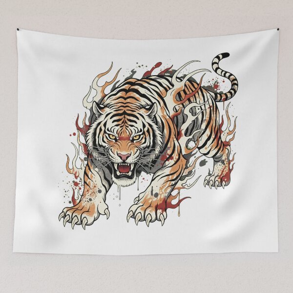 Item preview, Flaming Tiger Street Art designed and sold by SketchNStyle.