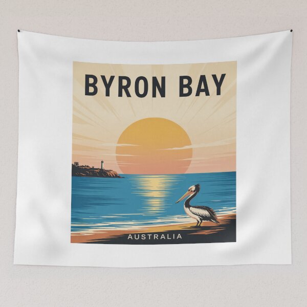 Item preview, Byron Bay Australia Vintage Sunset Pelican Poster designed and sold by CircinusStore.