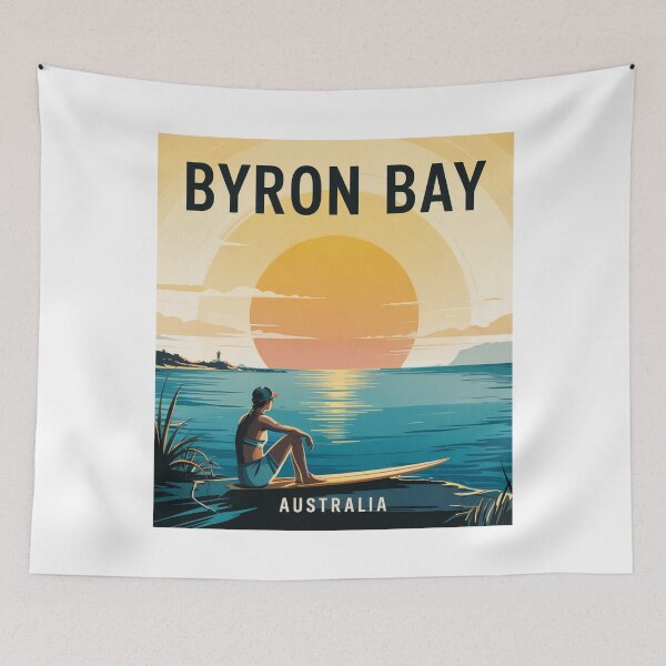 Item preview, Byron Bay Australia Vintage Surf Sunset Poster designed and sold by CircinusStore.