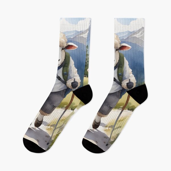 Item preview, Wandering sheep in the Alps – Idyllic mountain scenery in watercolor style designed and sold by Mauswohn.