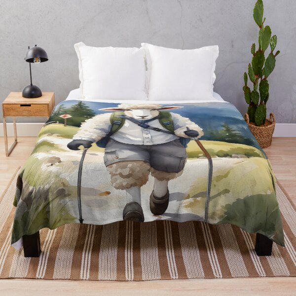 Item preview, Wandering sheep in the Alps – Idyllic mountain scenery in watercolor style designed and sold by Mauswohn.