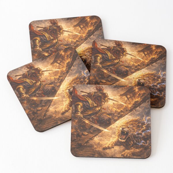 Item preview, Samurai vs Thunder Lion – Flames of Destiny | Mori no Akari Series designed and sold by Mori-no-Akari.