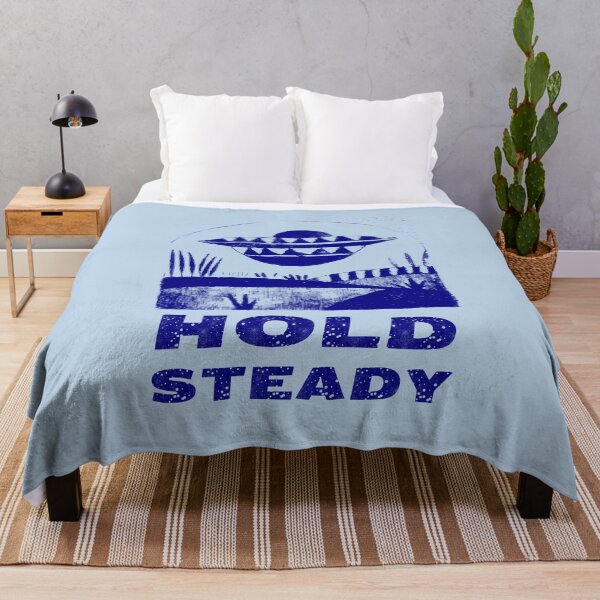 Item preview, Monochrome UFO Landscape, Navy on Light Blue designed and sold by nikoart001.