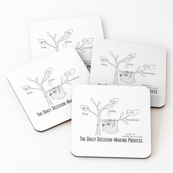 Item preview, Funny Sloth Daily Decision Tree - Procrastination & Coffee designed and sold by fethallah drissi.