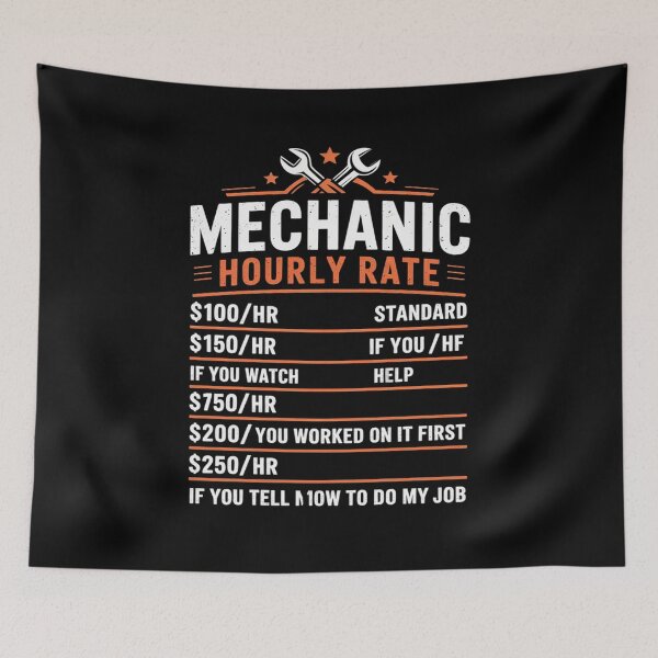 Item preview, Mechanic Hourly Rate Funny Labor Rates Men Women Kids Boys  designed and sold by KotexTemu.