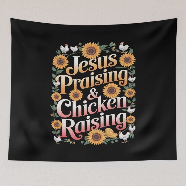 Item preview, Jesus Praising Chicken Raising Faith Farm Girls 4  designed and sold by MarryIsMonth.