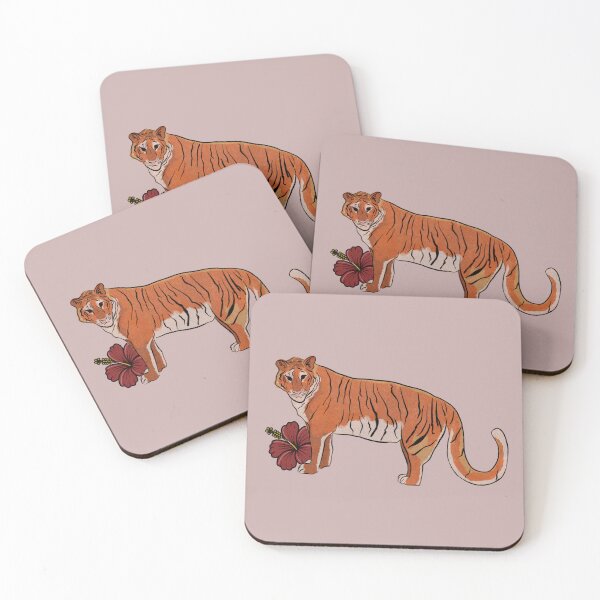 Item preview, Retro tiger and exotic flower designed and sold by ellealsopaints.