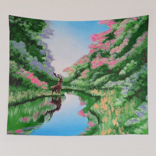 Item preview, Deer on the river's edge designed and sold by "mariadreamart".