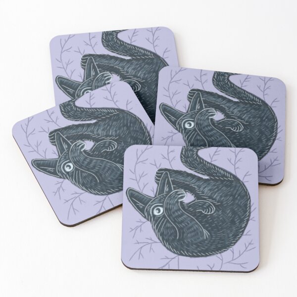 Item preview, Black Cat in Purple, a poster for cat lovers designed and sold by Dormitria.