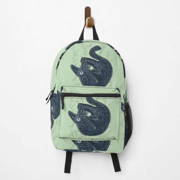 Item preview, Black kitten on a green background, hand-drawn, cat collection designed and sold by Dormitria.