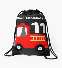 Fire Truck Sound The Alarm I'm 11! Drawstring Bag