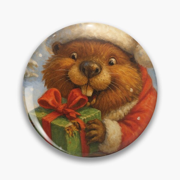 Item preview, Christmas beaver in the snow – Funny Santa Claus animal portrait designed and sold by Mauswohn.