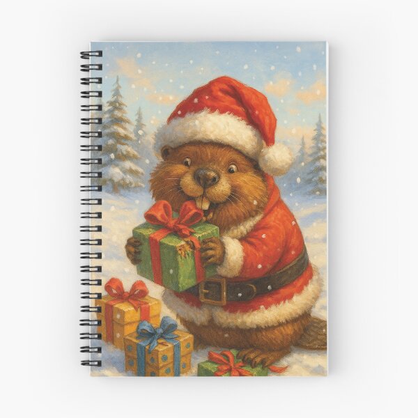 Item preview, Christmas beaver in the snow – Funny Santa Claus animal portrait designed and sold by Mauswohn.