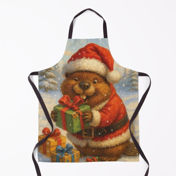Item preview, Christmas beaver in the snow – Funny Santa Claus animal portrait designed and sold by Mauswohn.