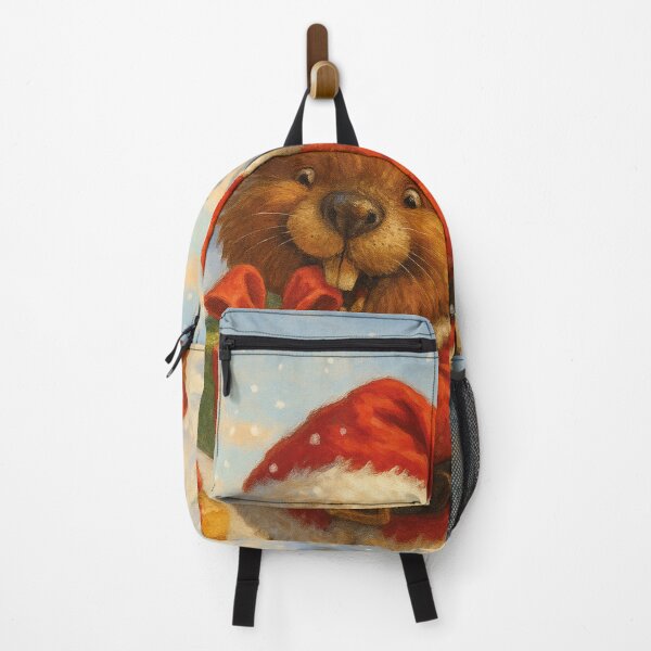 Item preview, Christmas beaver in the snow – Funny Santa Claus animal portrait designed and sold by Mauswohn.