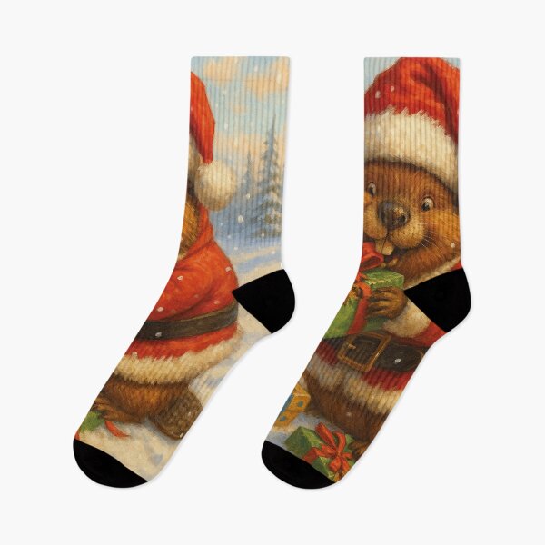 Item preview, Christmas beaver in the snow – Funny Santa Claus animal portrait designed and sold by Mauswohn.