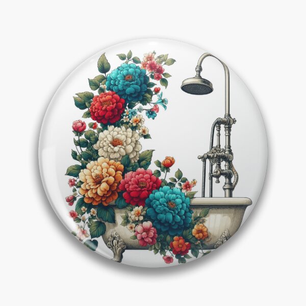 Item preview,  lovely vintage bath with vibrant flowers designed and sold by nicnacc.